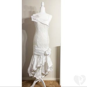 Vintage Samir White 80's Dress Wedding Bridal Prom Size Small